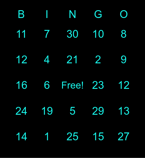 numbers in spanish Bingo Card