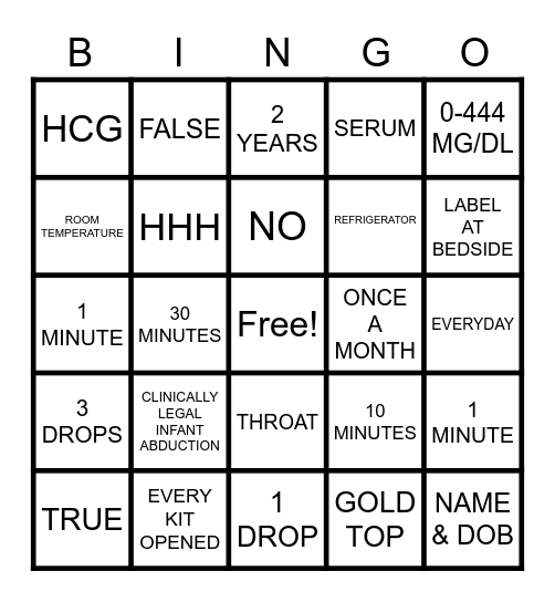 LABORATORY Bingo Card