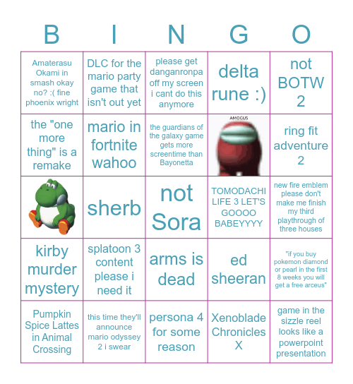 Nintendo Direct Bingo Card