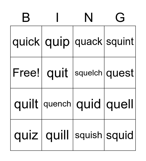 qu Bingo Card