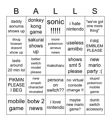 9.23.21 nitnendo direct Bingo Card