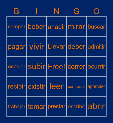 Spanish Bingo Card