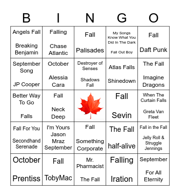 Fall Is Here! Bingo Card