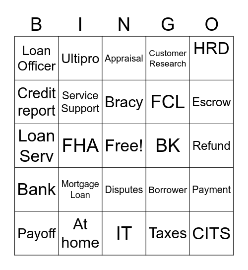 CARRINGTON Bingo Card