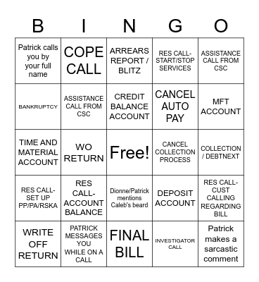 CUSTOMER SERVICE WEEK -CREDIT Bingo Card