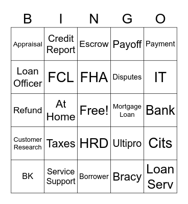 CARRINGTON Bingo Card