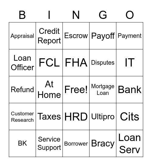 CARRINGTON Bingo Card