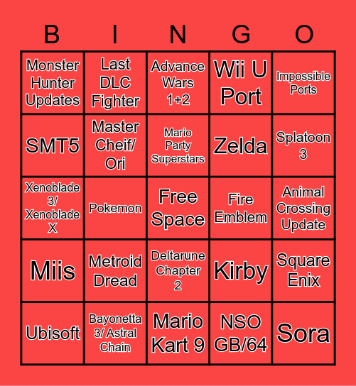 466 on X: made a nintendo direct bingo with both the likely and the  impossible  / X
