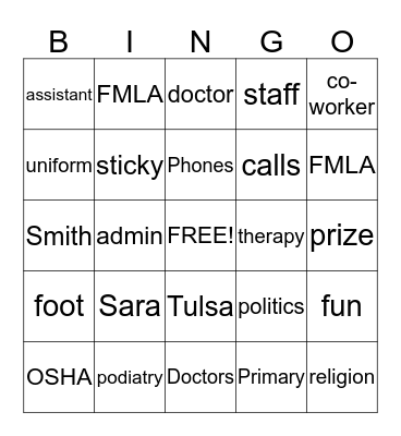 Staff Meeting Bingo Sheet  Bingo Card