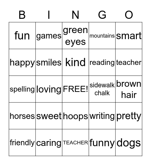 Ms. Mounts  Bingo Card