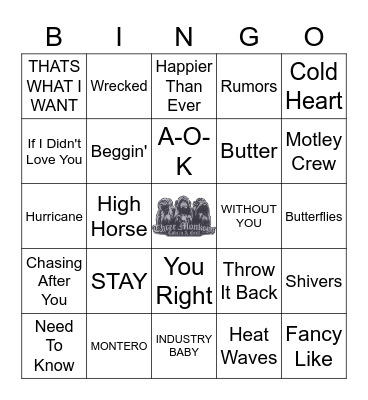 All Hits Bingo Card