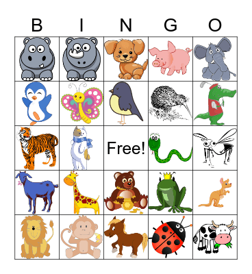 Animals Bingo Card