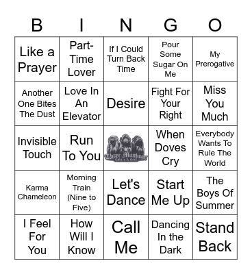 80's Party Bingo Card