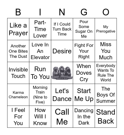 80's Party Bingo Card