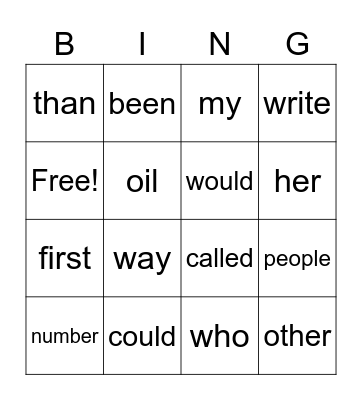 Bingo Set D1 Bingo Card
