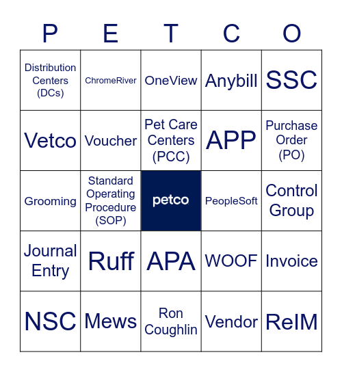 Petco APA/APP Team Building Bingo Card