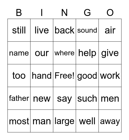 am Bingo Card