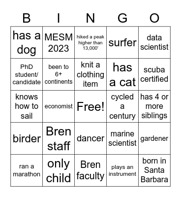 Bren Community Bingo Card