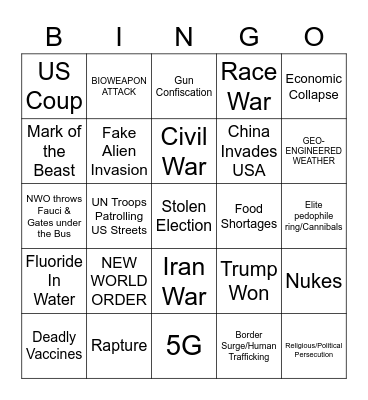 ALEX JONES WAS RIGHT Bingo Card