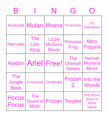 Disney Bingo Card