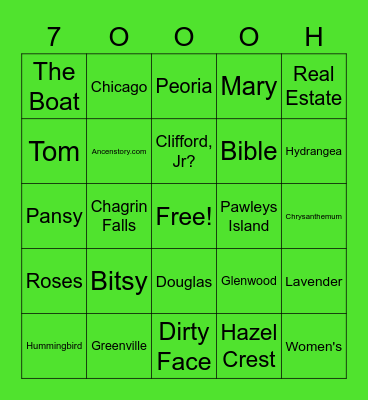 7 O-O-O-H! Bingo Card