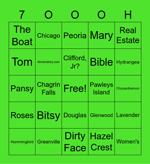 7 O-O-O-H! Bingo Card