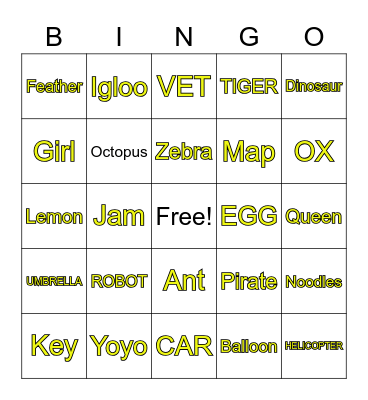 The Alphabet Bingo Card