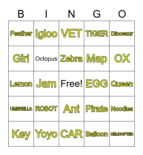 The Alphabet Bingo Card