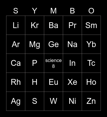 SYMBO CARD SCIENCE - 8 Bingo Card