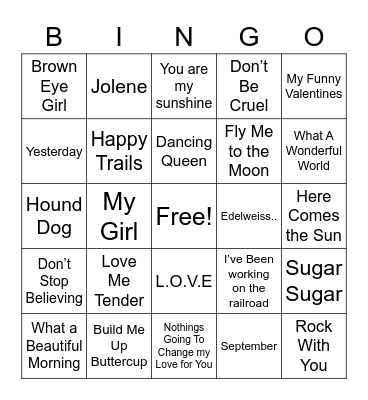 Music Bingo Card