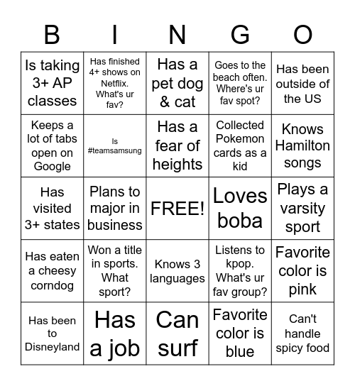 Get To Know The HIDECA State Council Bingo Card