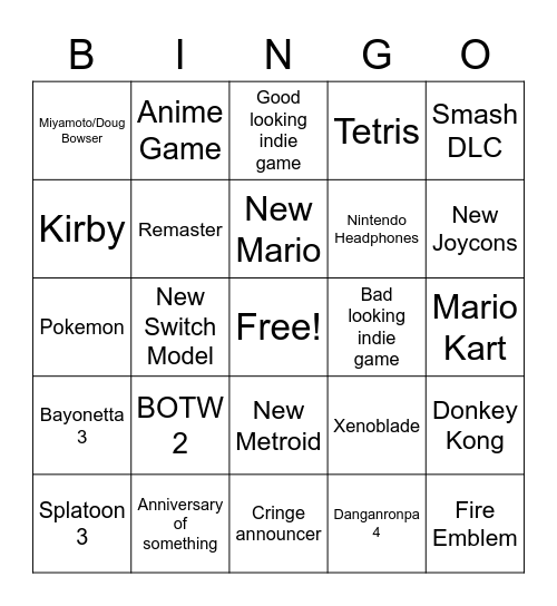 SMASH BROS BINGO Card