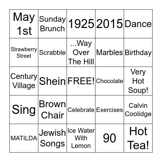 MATILDA'S 90TH BIRTHDAY BINGO! Bingo Card