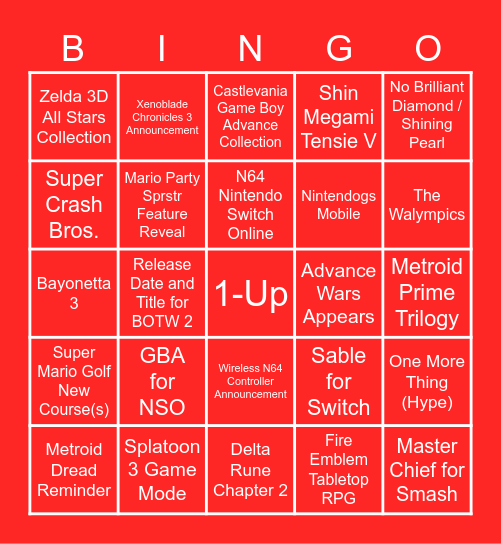 September Direct Bingo Card