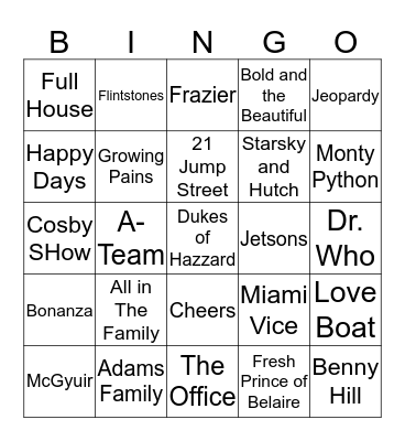 Theme Songs Bingo Card