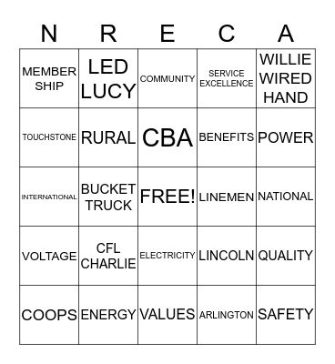 NRECA Bingo Card