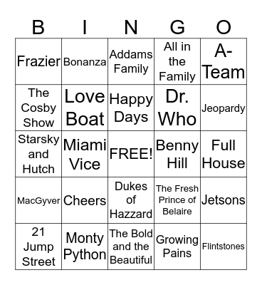 Theme Songs Bingo Card