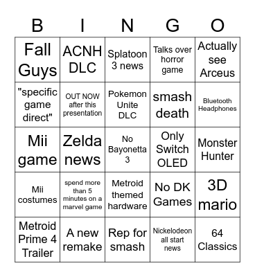 Xian's Direct Card Bingo Card