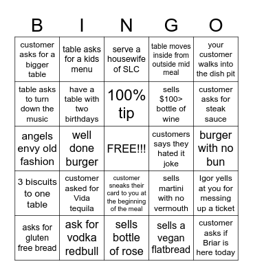SERVER BINGO Card