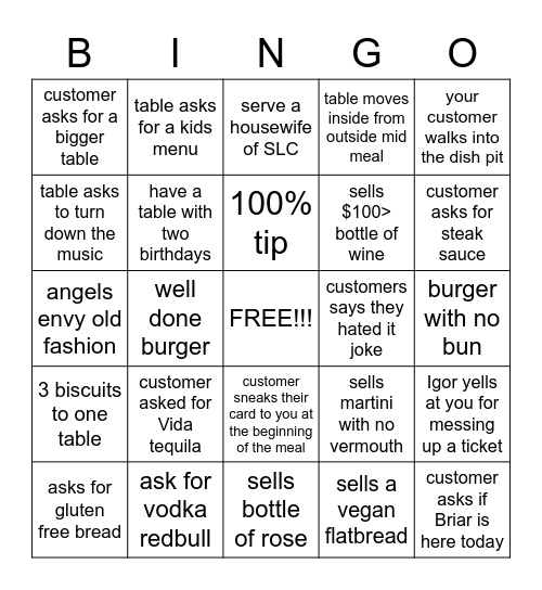 SERVER BINGO Card