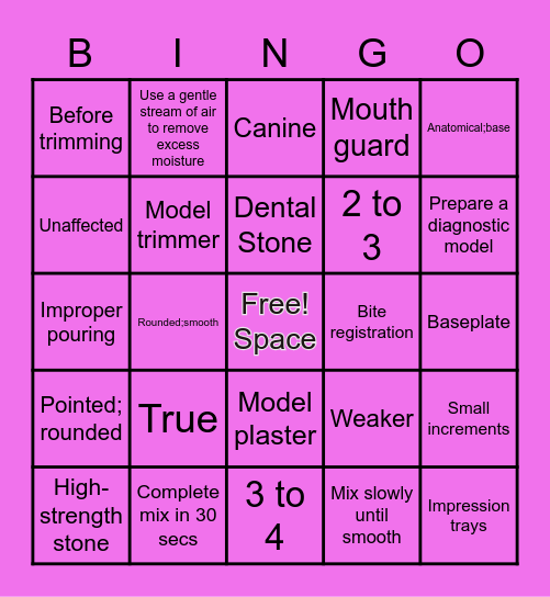 LAB MATERIALS & PROCEDURES Bingo Card