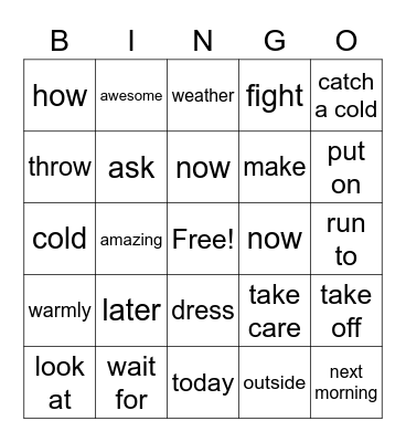 Beginner B2 Bingo Card