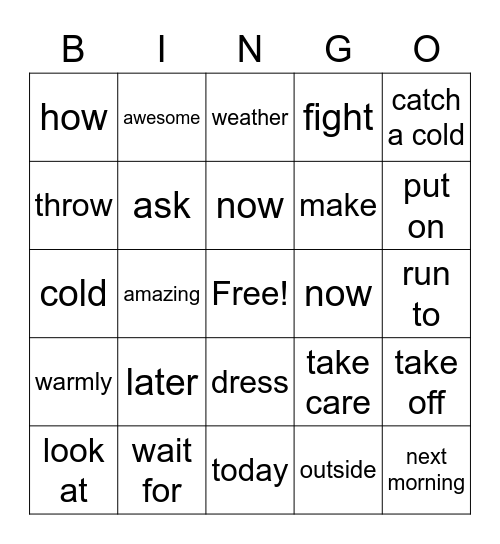 Beginner B2 Bingo Card