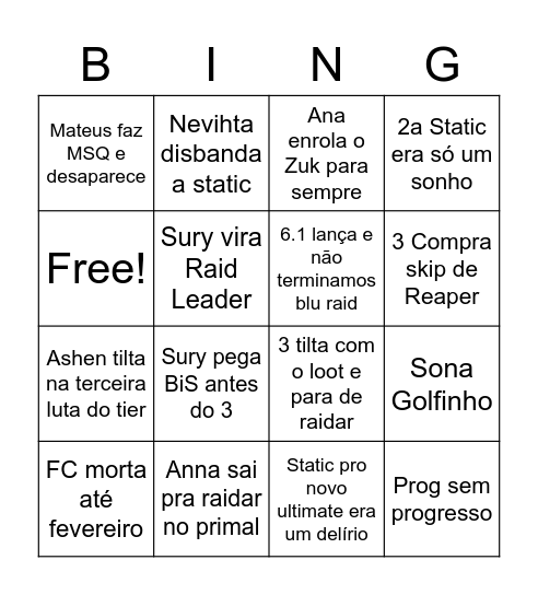 Final Fodase Endwalker bingo Card