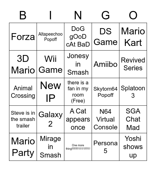 Direct Bingo Card