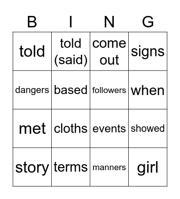 Untitled Bingo Card