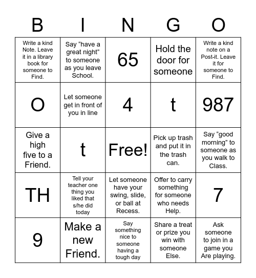 Bingo with a Twist Bingo Card