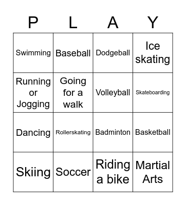 Sports Bingo Card