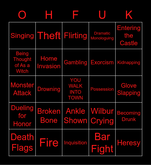 Eden's Hollow Goes WILD Bingo Card