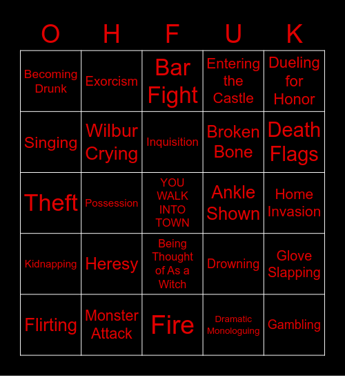 Oh boy Bingo Card